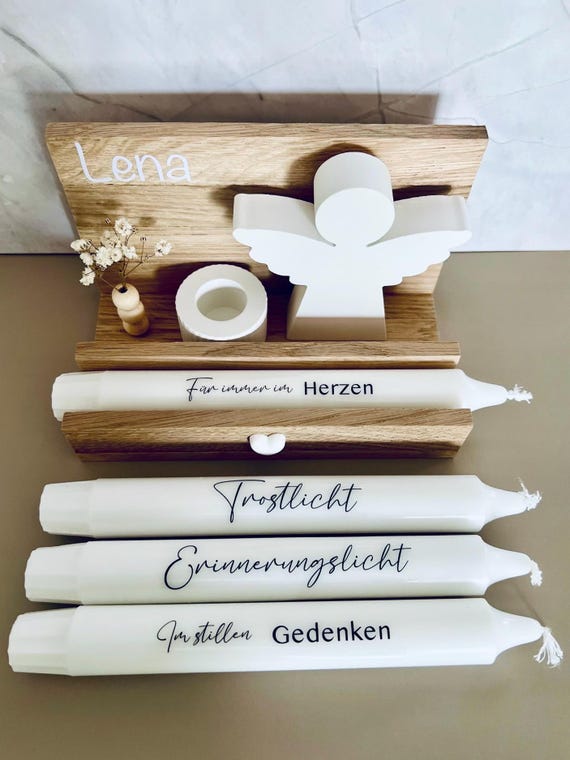 Trauergeschenk Personalisiert Trauerkerze Schutzengel  Trauergeschenk Geschenk Todesfall Anteilnahme Beileid Trostlicht Trauer Beerdigung