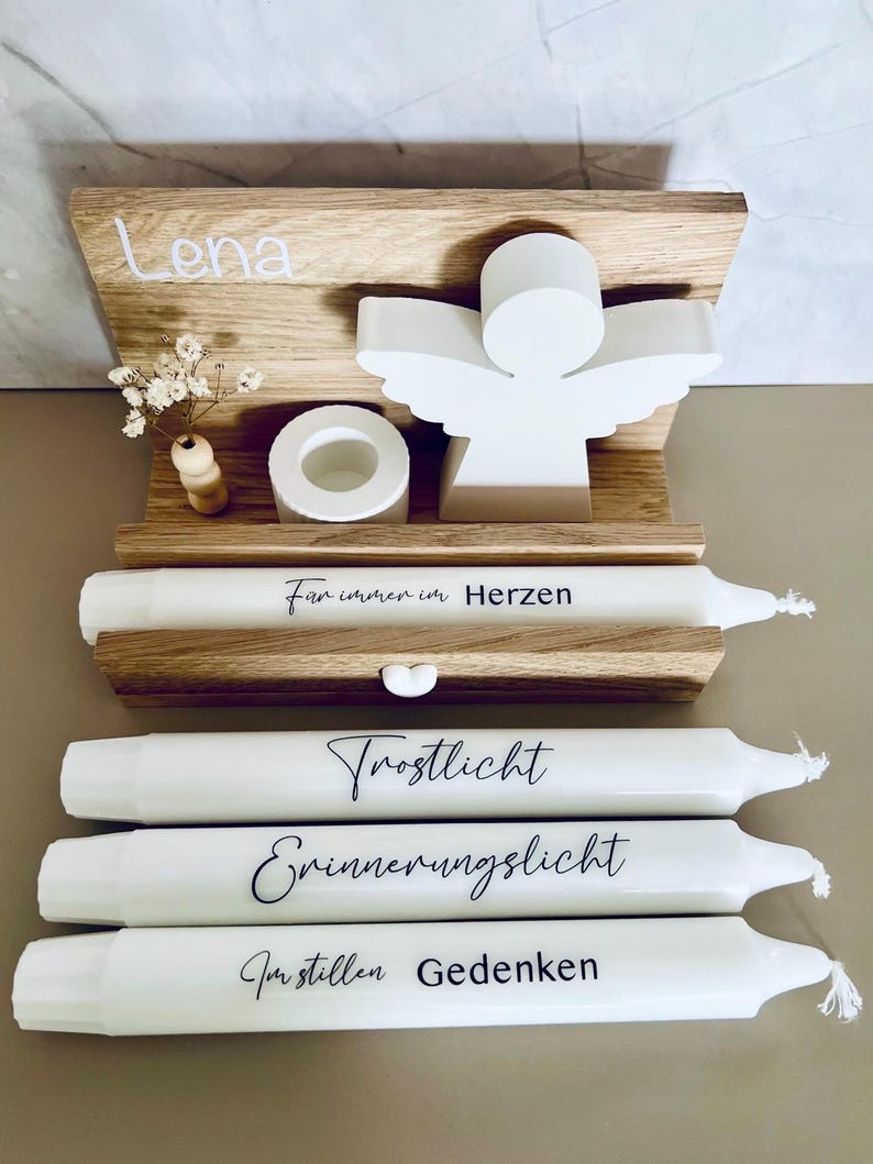 Funeral Gift Set | Personalized | Remembrance | Memorial Candle with Guardian Angel & Dried Flower Vase | Comfort | Home | Keepsake | Remembrance Personalisiert