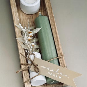 Klein bedankje | Cadeauset met kaars en gedroogde bloemen | Cadeau voor een kleuterjuf, leerkracht of collega