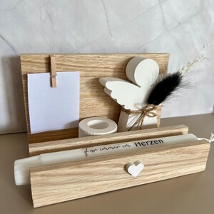 Funeral Gift Set | Personalized | Remembrance | Memorial Candle with Guardian Angel & Dried Flower Vase | Comfort | Home | Keepsake | Remembrance Fotokl.+Engel m. Blu