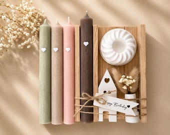 Kleines Geburtstagsgeschenk für Frauen | Kerzenhalter zum Geburtstag mit Trockenblumen | Geschenkset für die beste Freundin