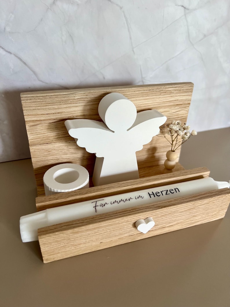 Funeral Gift Set | Personalized | Remembrance | Memorial Candle with Guardian Angel & Dried Flower Vase | Comfort | Home | Keepsake | Remembrance Vase helle Blume