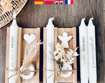 Trauergeschenk Set mit Kerze & Trockenblumen | Trost für Hinterbliebene | Trauerkerze | Erinnerung | Beileid | Anteilnahme | Gedenken |