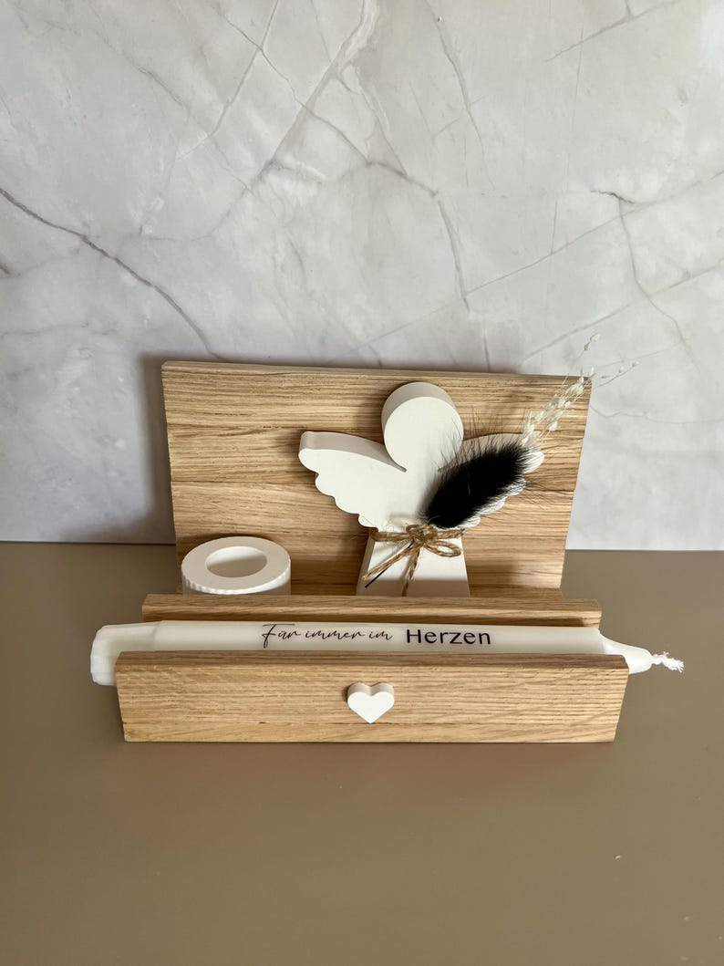 Funeral Gift Set | Personalized | Remembrance | Memorial Candle with Guardian Angel & Dried Flower Vase | Comfort | Home | Keepsake | Remembrance Engel m. Blume