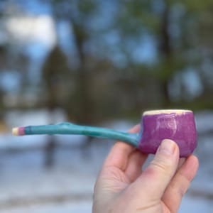 Handmade Ceramic Pipe/floral stoneware pipe/old fashioned clay pipe