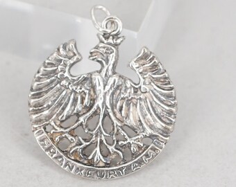 antique 800 silver frankfurt eagle coat of arms pendant