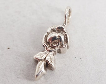 sterling silver double sided rose pendant