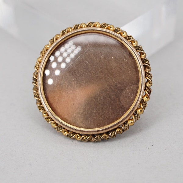 Antique Victorian Gold Filled Locket Frame Brooch with Glass