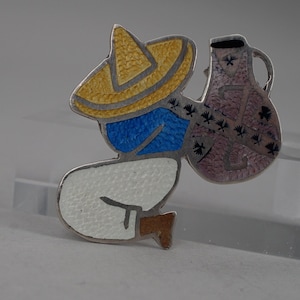 JF Jeronimo Fuentes Mexican Sterling Silver Guilloche Enamel Pin