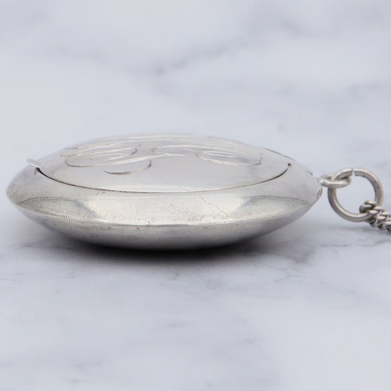 Antique Webster sterling compact/pill box pendant… - image 8