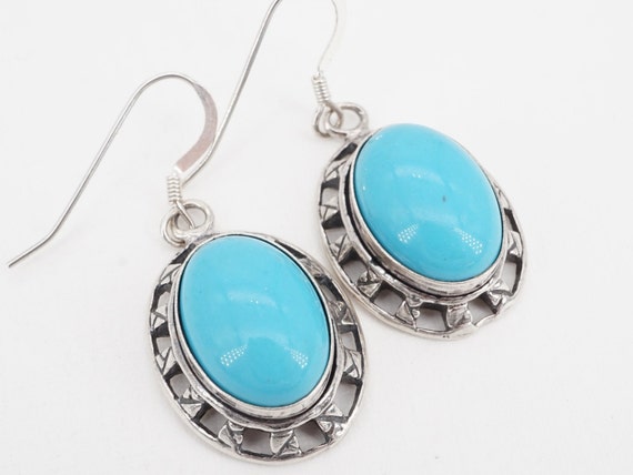 vintage sterling faux turquoise earrings - image 1