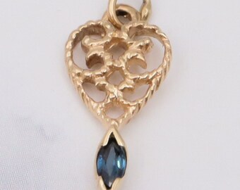 Vintage tiny 14k gold sapphire pendant - ww