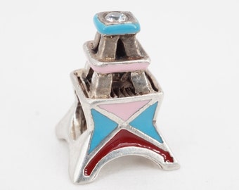 vintage sterling silver, enamel and cubic zirconia chamilia disney bead charm