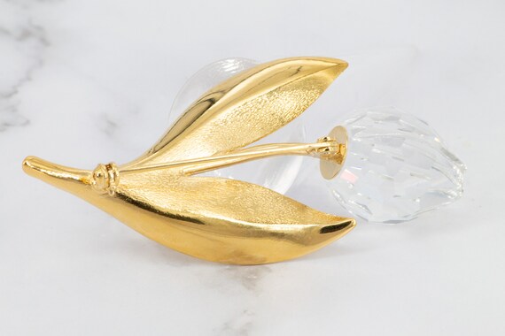 Vintage Swarovski Crystal Gold Plated Large Tulip… - image 4