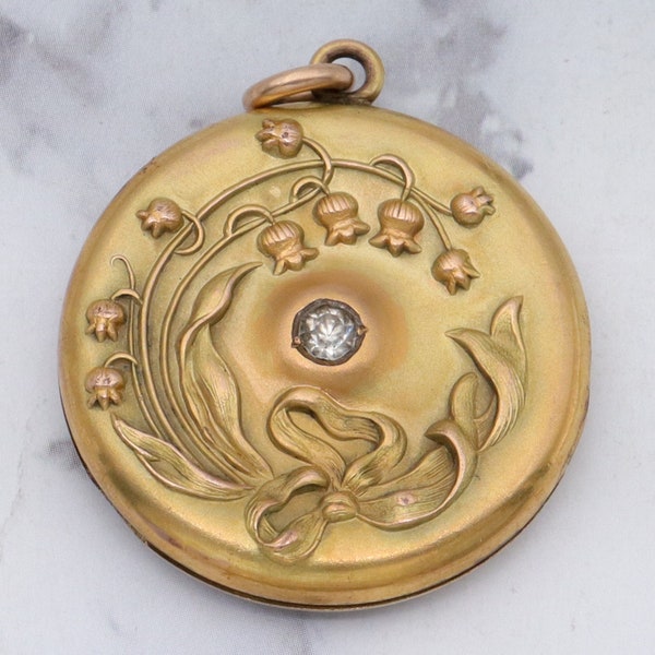 Antique Art Nouveau S&BL Co. 10k gold fronted lily of the valley locket