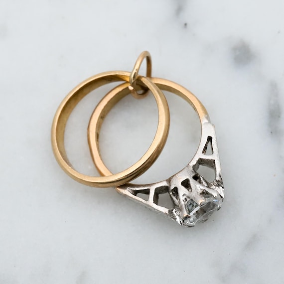 Dije de anillo de compromiso y boda vintage ingles de oro de 9k Etsy Espana
