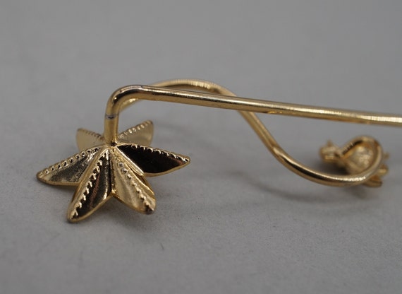 Antique 10K gold Flower and Bee stick pin WW - image 5