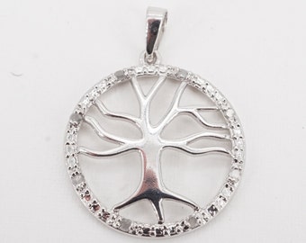 vintage sterling silver diamond tree of life pendant