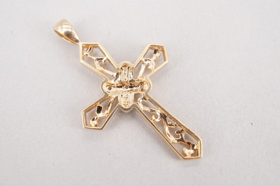 Vintage Gold Plated Sterling Silver & Diamond Cro… - image 3