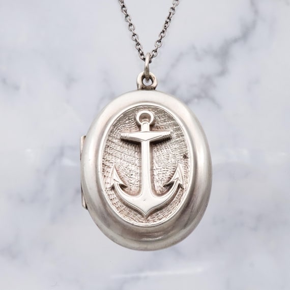 Antique Victorian sterling anchor locket pendant