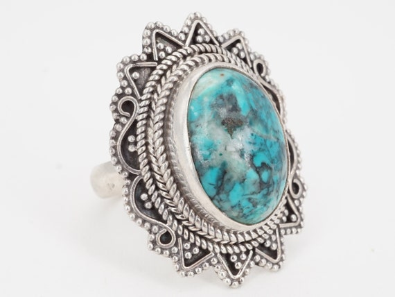 size 6 vintage sterling silver chrysocolla ring - image 1