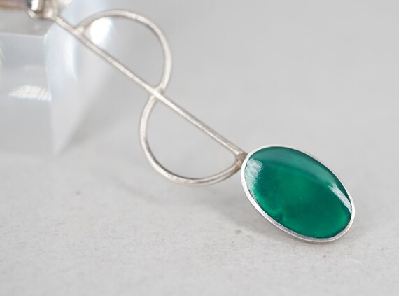 sterling silver enamel green modernist pendant - image 2