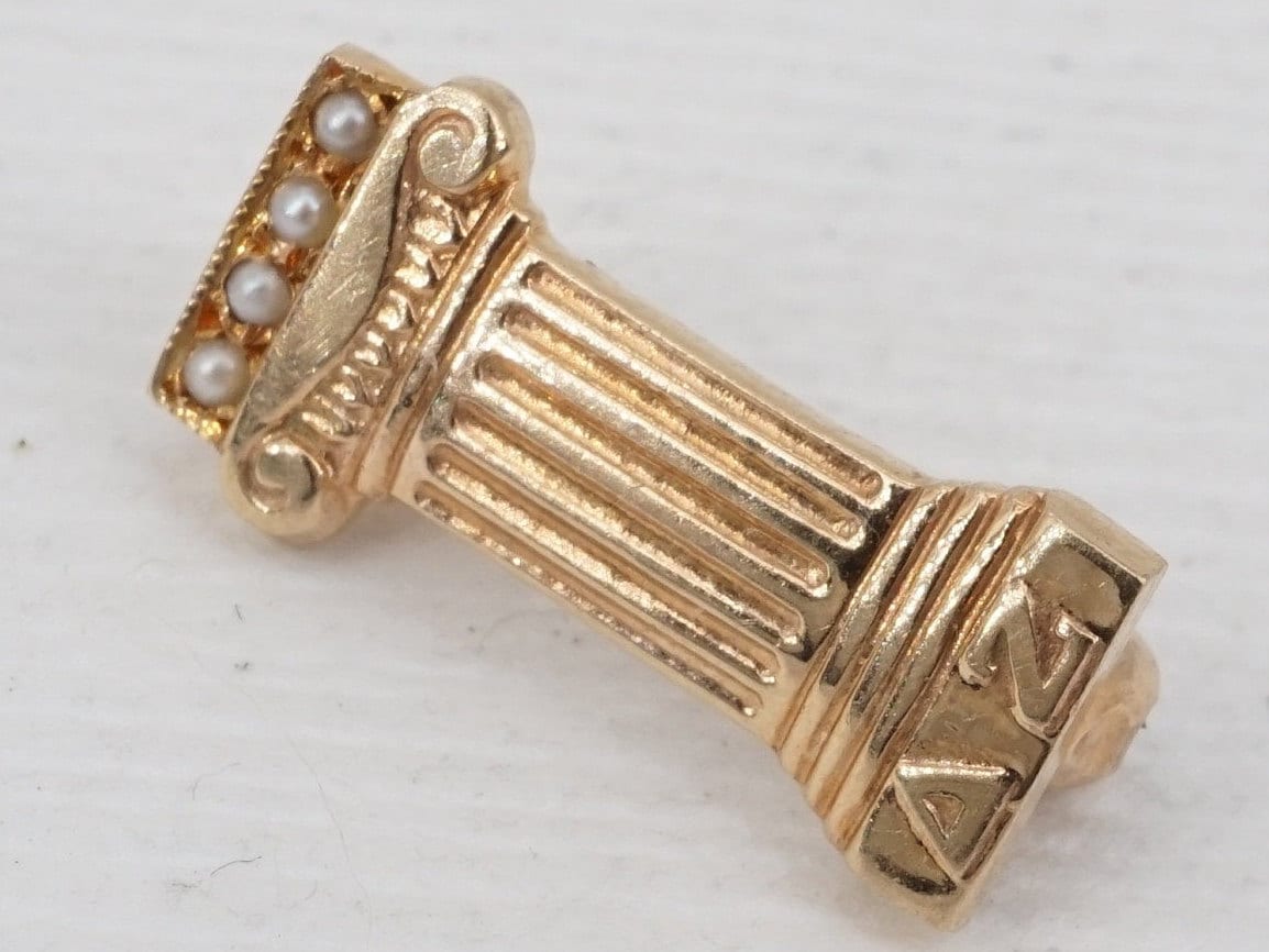 Vintage delta zeta 10k gold seed pearl lapel pin greek plinth Etsy