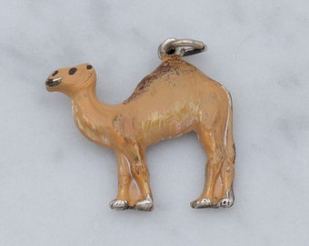 Antique enameled sterling figural camel pendant