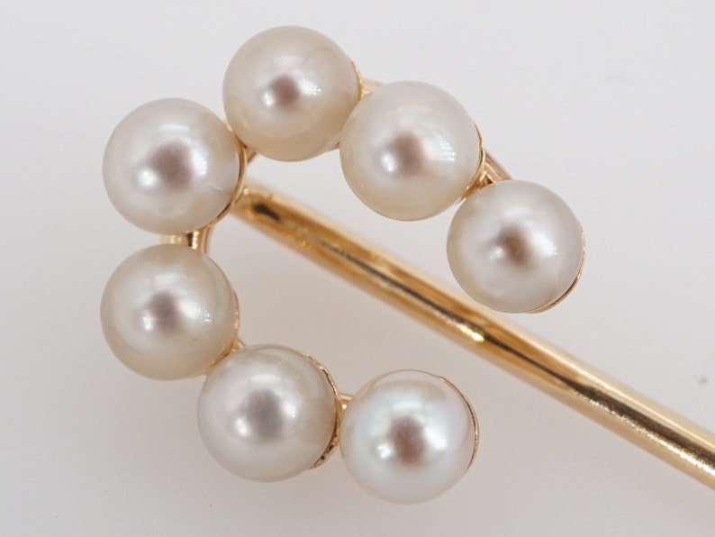 vintage 14k gold cultured pearl stick pin ww