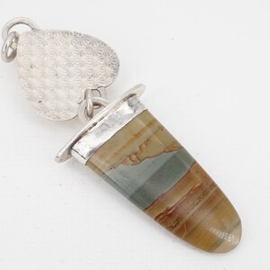 Vintage Sterling landscape agate and quartz druzy pendant image 3