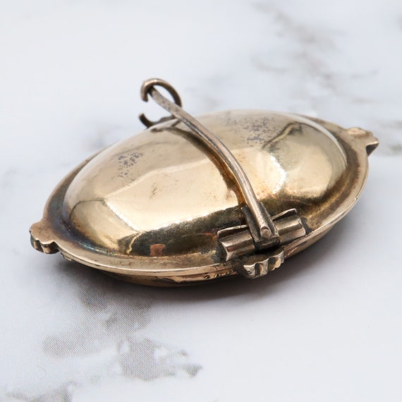 Antique Victorian 10k gold mourning locket brooch - image 4