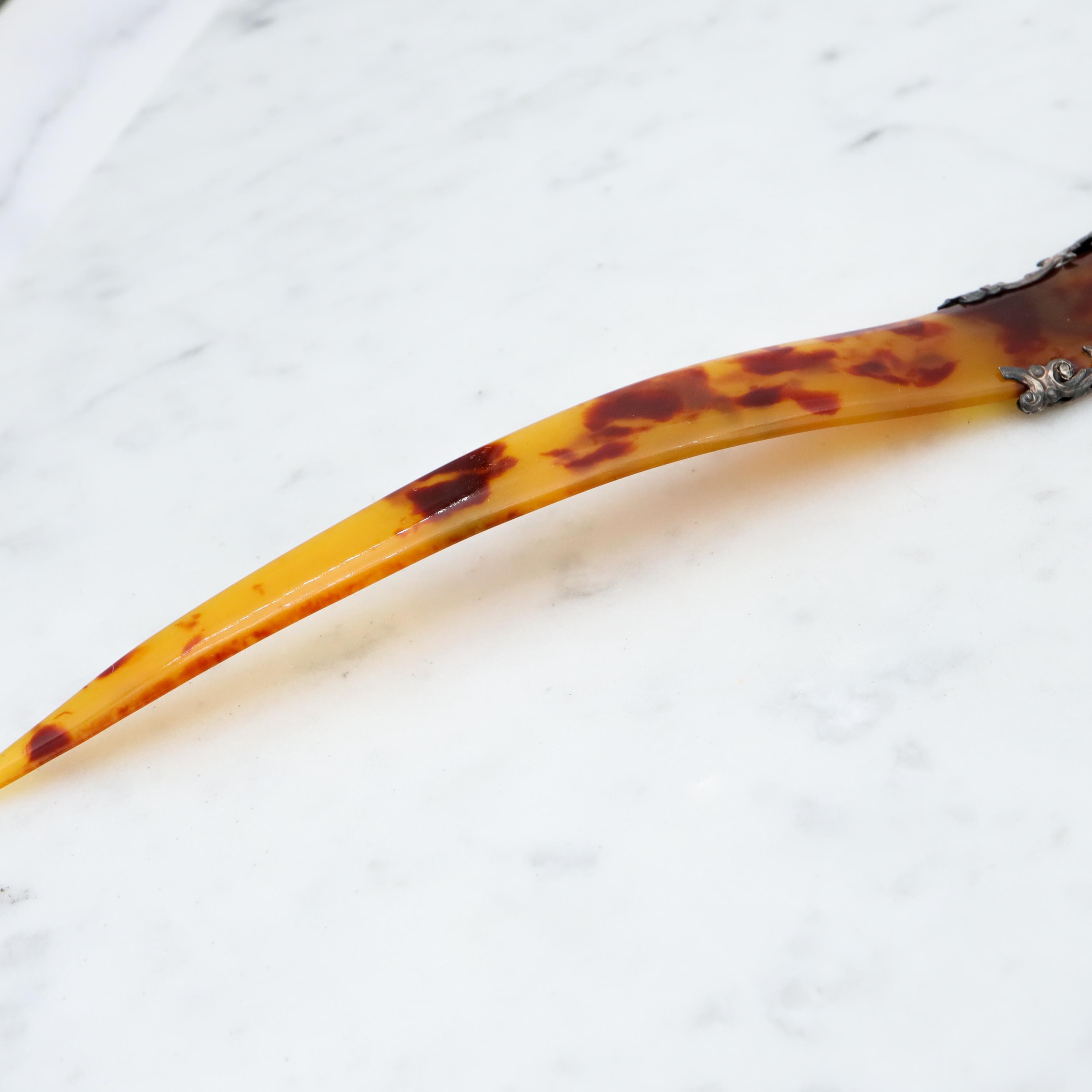 Antique Victorian Faux Tortoiseshell & Sterling Silver Hair  display picture 3