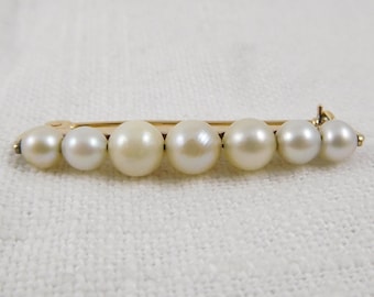 Antique Victorian 14k Gold and Genuine Pearl Brooch