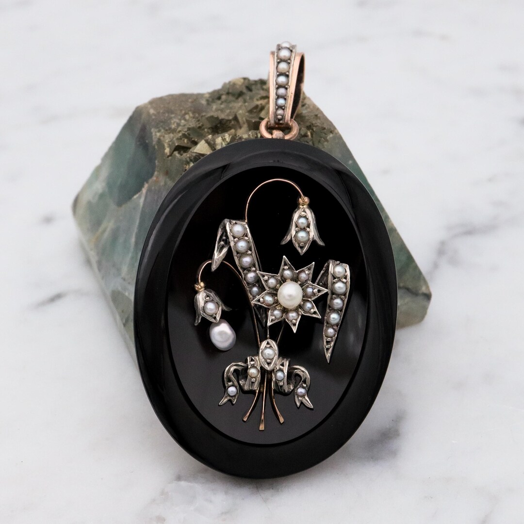 La Triomphe 14K Gold Intarsien Malachit Schwarzer Onyx and Diamant Brosche Pin A