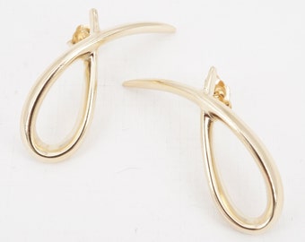 vintage 14k gold modern earrings - ww