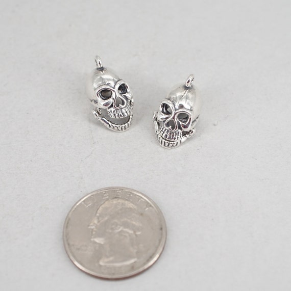 sterling silver hinged jaw skull head pendant - image 6