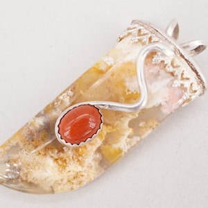 Vintage Handmade Sterling Silver, Agate & Jasper Pendant