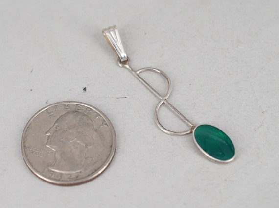 sterling silver enamel green modernist pendant - image 6