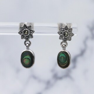 Orecchini Pendenti Bohémien In Argento Sterling 925, Pietra Di Luna E Conchiglia Abalone, Design A Goccia