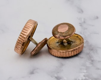 Boutons De Manchette Anciens Or Victorien Avec Agate - Bijou Vintage Pour Homme - Occasion