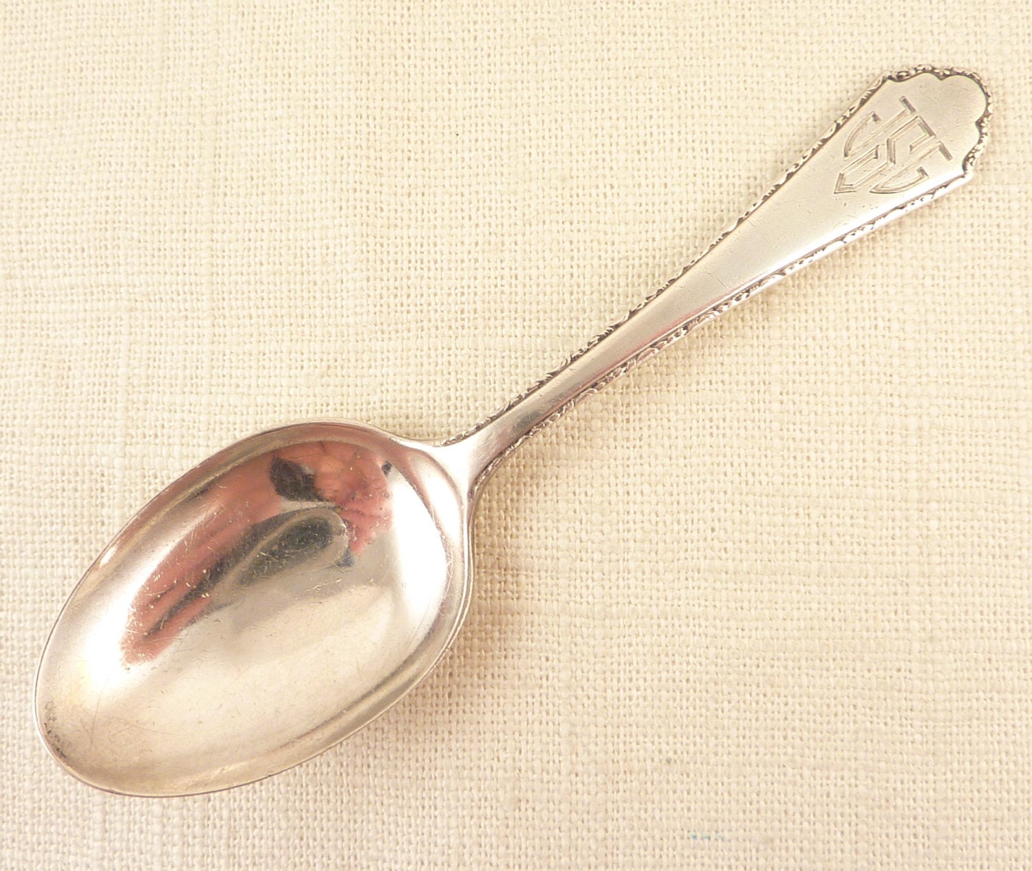 Vintage Lunt Sterling Treasure Pattern Baby Spoon Monogrammed Etsy