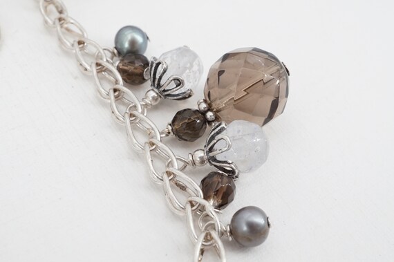 vintage sterling gemstone and pearl baubles neckl… - image 2