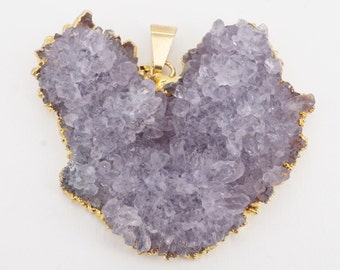 vintage raw purple iolite crystal gold filled pendant