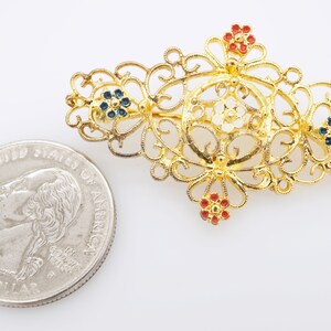 vintage italian gold plated 800 silver enamel brooch image 4