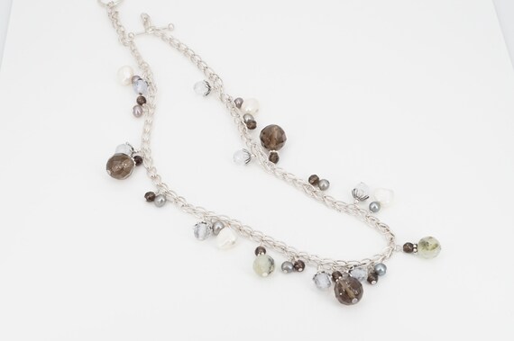 vintage sterling gemstone and pearl baubles neckl… - image 5