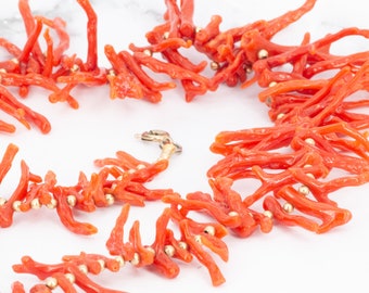 Vintage Branch Coral Necklace with Gold Filled Spacers