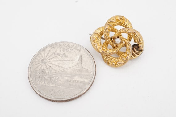 antique victorian 10k gold seed pearl pin - ww - image 2