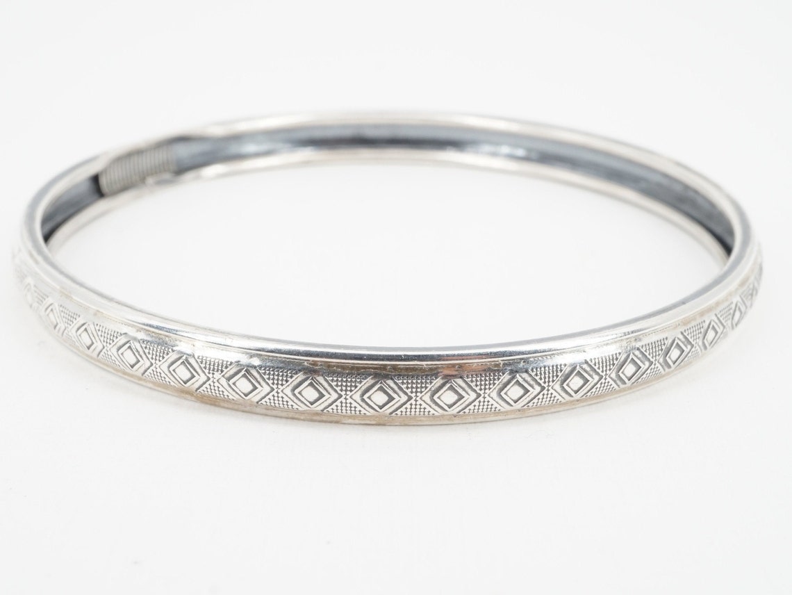 Two Tone 7mm Rope Twist Wire Rhodium Plated Bangle Bracelet With