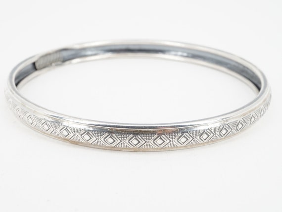 vintage sterling rhodium plated bangle bracelet - image 1