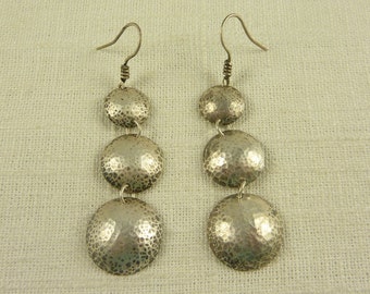 Vintage Hand Hammered Sterling Drop Earrings